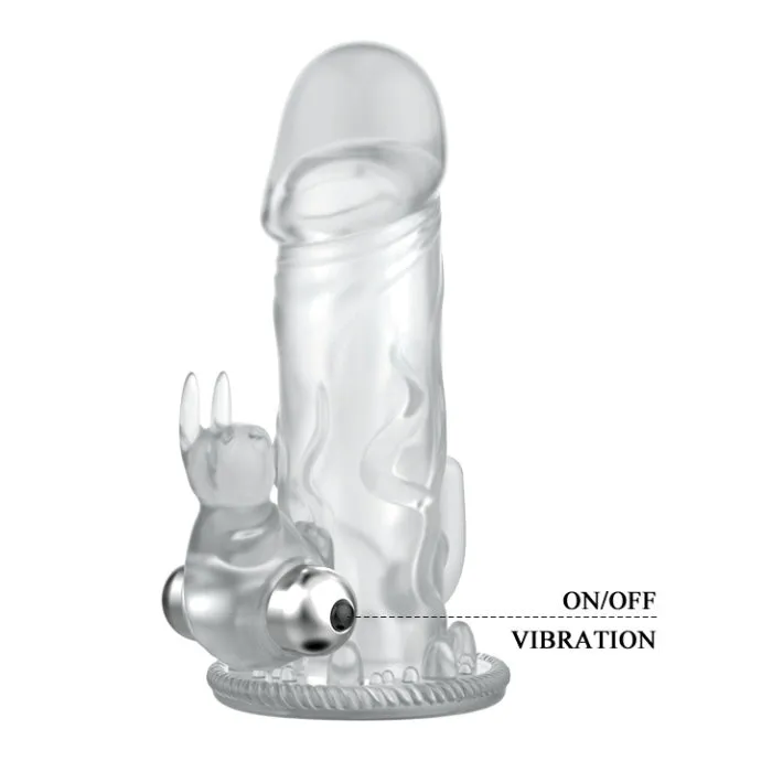 Female Sex Toys PRE Brave Man Penis Sleeve with Vibrator Rabbit Clear