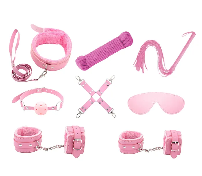 LOVE IN LEATHER Couples LOVE IN LEATHER KIT001 9 PIECE BONDAGE KIT PINK
