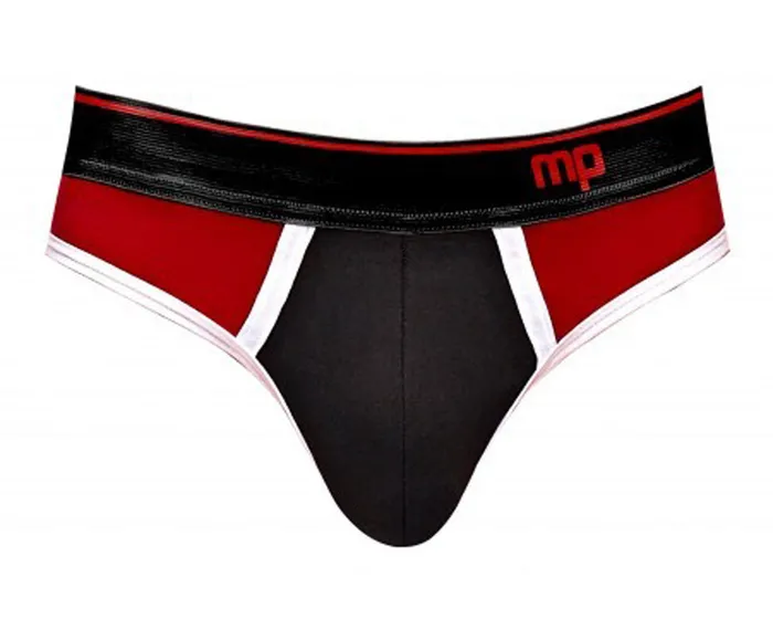Male Power Anal Retro Sport Panel Jock L XL Black Red