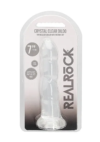 SHOTS AMERICA Female Sex Toys Realrock Non Realistic Dildo W Suction Cup 7in Transparent SHOTS AMERICA Female Sex Toys Realrock Non Realistic Dildo W Suction Cup 7in Transparent