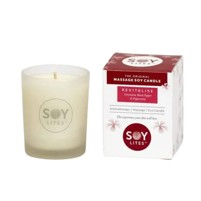 SOS SoyLite Massage Candle Votive Revitalise with Arnica Geranium Peppermint Black Pepper 70ml Couples SOS SoyLite Massage Candle Votive Revitalise with Arnica Geranium Peppermint Black Pepper 70ml Couples