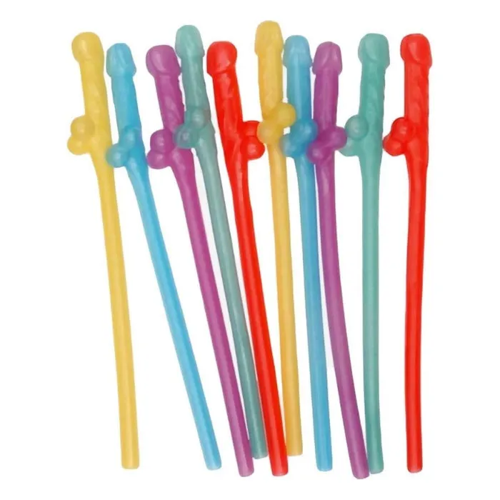 WIL Male Sex Toys Penis Straw Assorted Colours Single 1