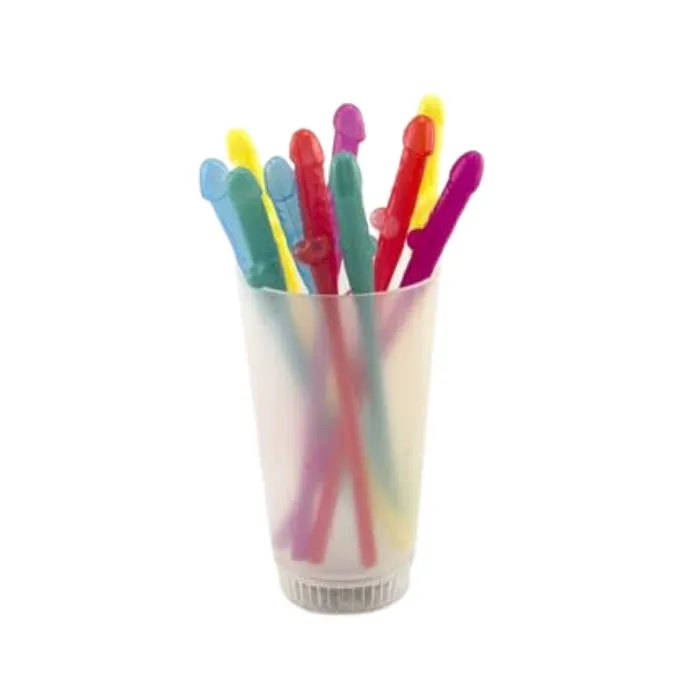 WIL Male Sex Toys Penis Straw Assorted Colours Single 1