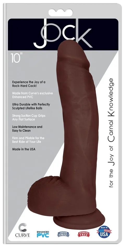 Curve Toys Jock 10 Dong With Balls Chocolate Dildos