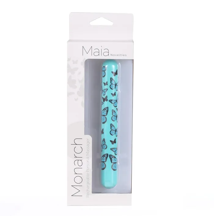 Maia Toys Vibrators Monarch XLong Butterfly Print Bullet Blue