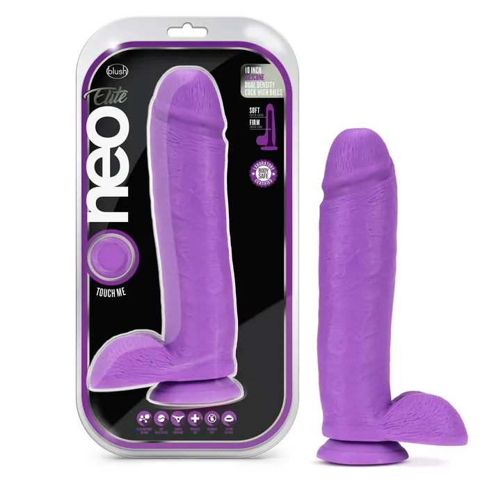 Neo Elite 10 Inch Silicone Dual Density Cock With Balls Neon Purple Blush Novelties Dildos Neo Elite 10 Inch Silicone Dual Density Cock With Balls Neon Purple Blush Novelties Dildos