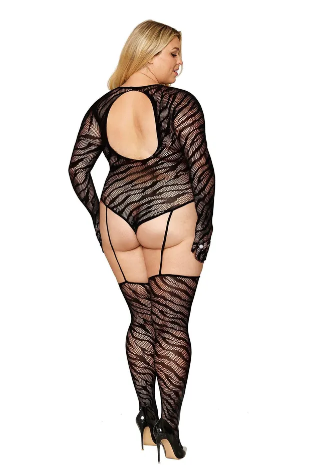 Teddy Bodystocking With Fingered Gloves Queen Size Black Dreamgirl Bodystockings Playsuits Teddy Bodystocking With Fingered Gloves Queen Size Black Dreamgirl Bodystockings Playsuits