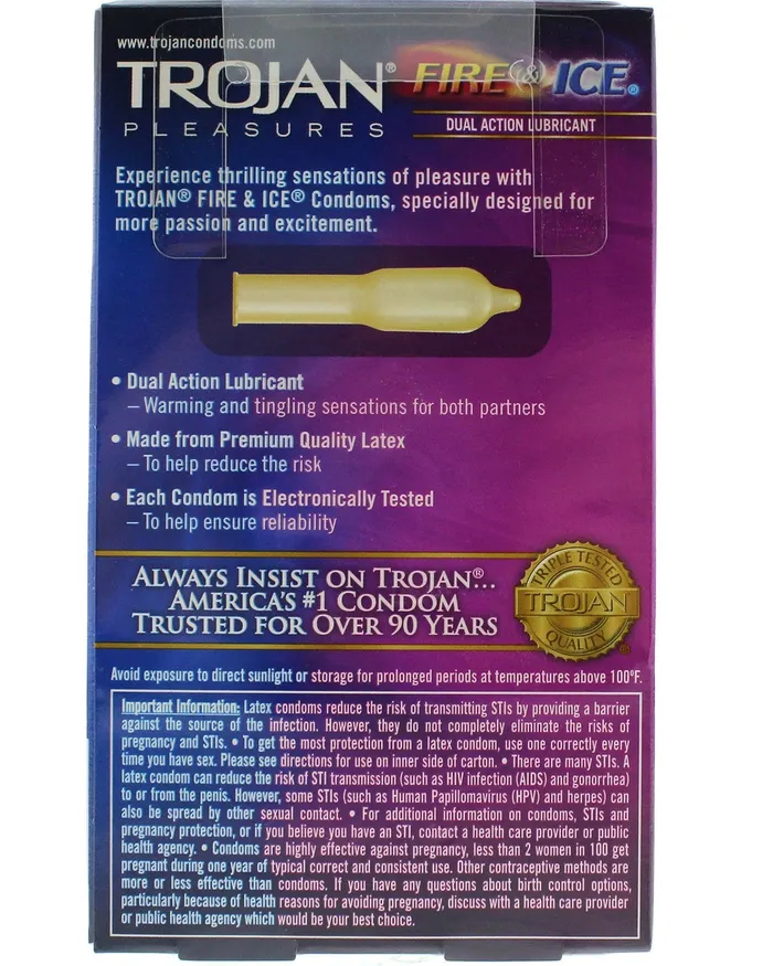 Trojan Condoms Vibrators Trojan Pleasures Fire and Ice Dual Action 10 Pack