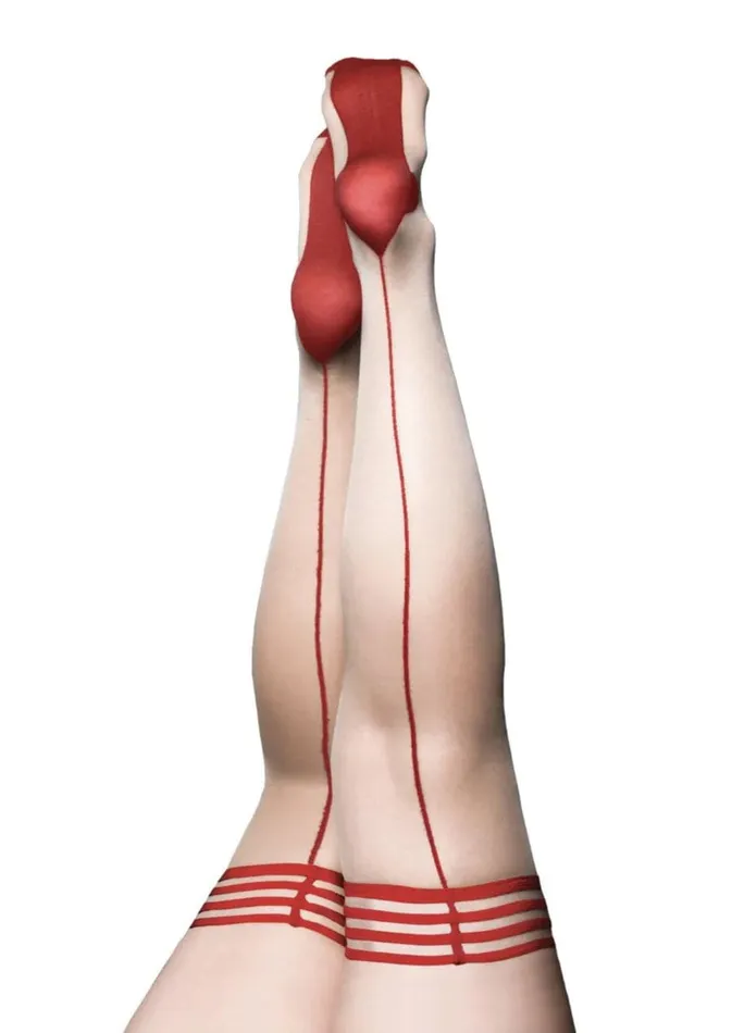Vibrators Kixies Whitney Red Back Seam Thigh High Size D Nude