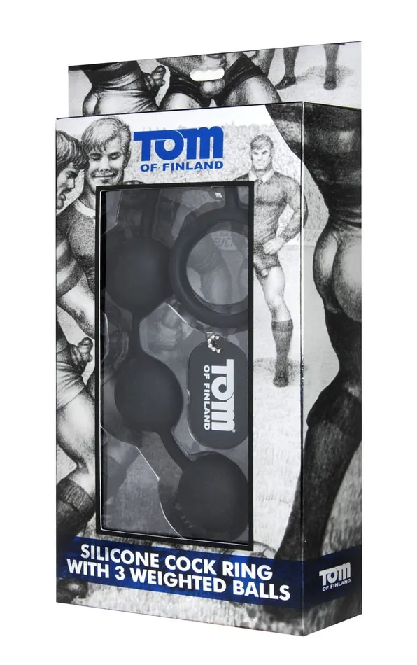 XR Brands Tom of Finland Male Sex Toys Tom of Finland Silicone Cock Ring With 3 Weighted Balls XR Brands Tom of Finland Male Sex Toys Tom of Finland Silicone Cock Ring With 3 Weighted Balls