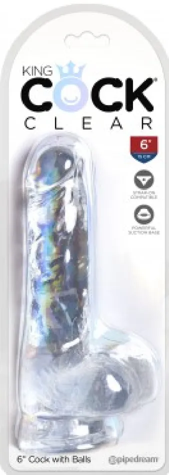 6 Cock With Balls Clear Pipedreams Female Sex Toys