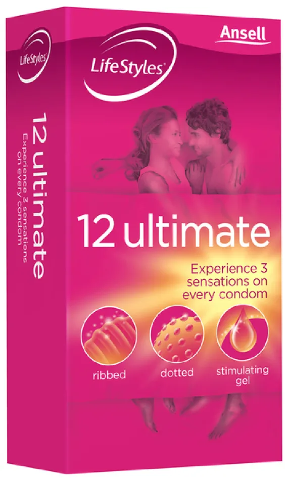 Ansell Vibrators Ultimate Stimulating 12s Condom Sex Toy Adult Orgasm
