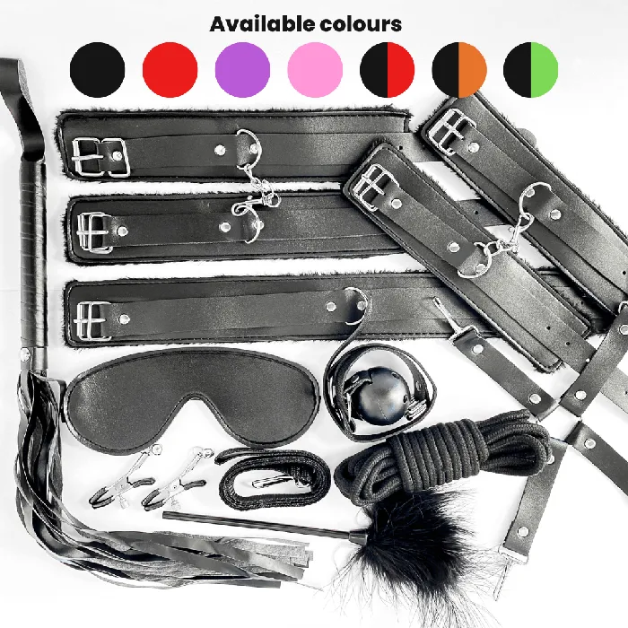 Couples Leather 10piece BDSM Starter Kit Eccentric Playroom Essentials