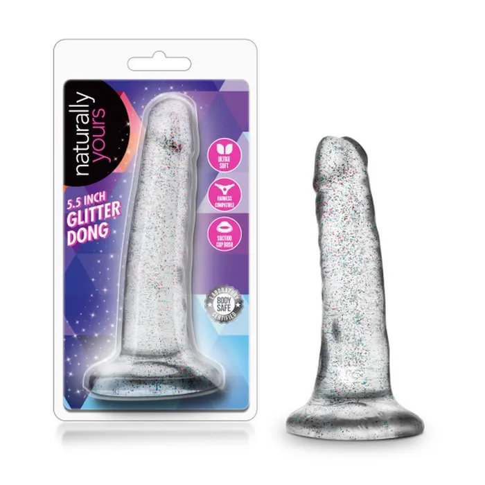 Dildos Naturally Yours Naturally Yours Glitter Dong Clear 55in