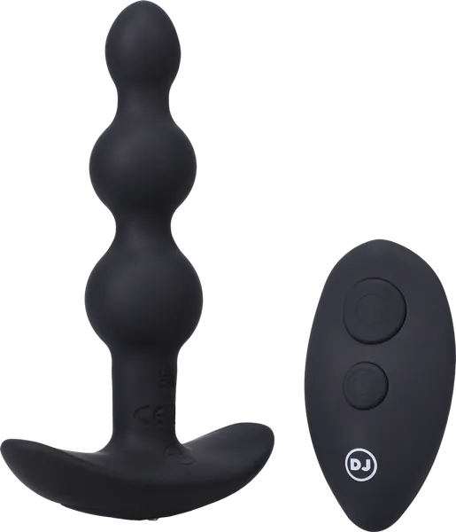 Doc Johnson Anal BEADED VIBE Rechargeable Silicone Anal Plug With Remote Black