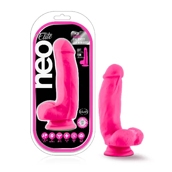 Female Sex Toys Blush Neo Elite 7in Silicone Dual Density Cock with Balls Neon Pink Female Sex Toys Blush Neo Elite 7in Silicone Dual Density Cock with Balls Neon Pink