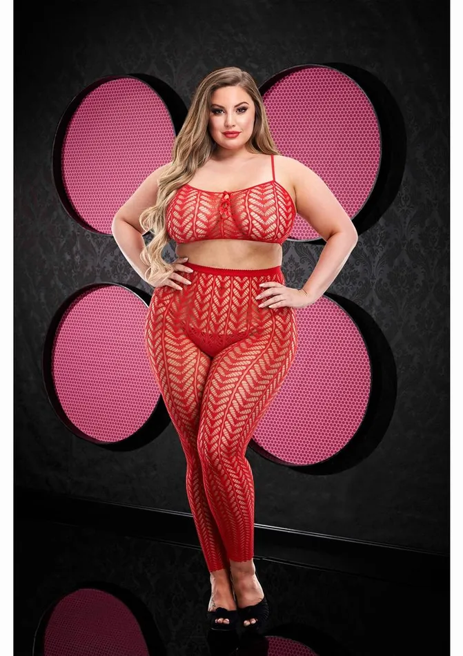 Jacquard Crop Top Pants Set Lapdance Lingerie Anal