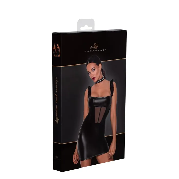 Male Sex Toys Noir Power Wetlook Short Dress w Front Tulle Inserts Male Sex Toys Noir Power Wetlook Short Dress w Front Tulle Inserts