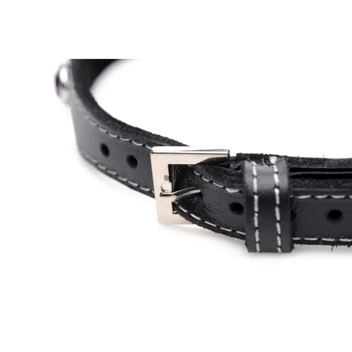 Master Series Restraints Bling Vixen Leather Choker w Red Rhinestones