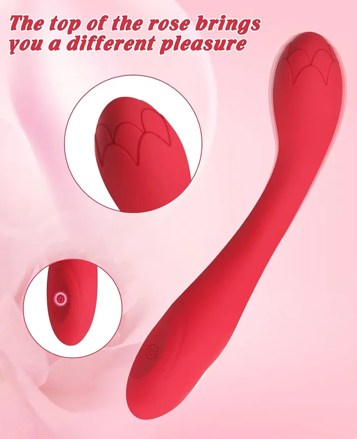 mksex Vibrators GSpot Powerful Rose Vibrator Waterproof Dildo Clit Stimulator with 10 Vibration Modes Softer and Flexible Sex Toy for Women Clitoral Vibrator Red