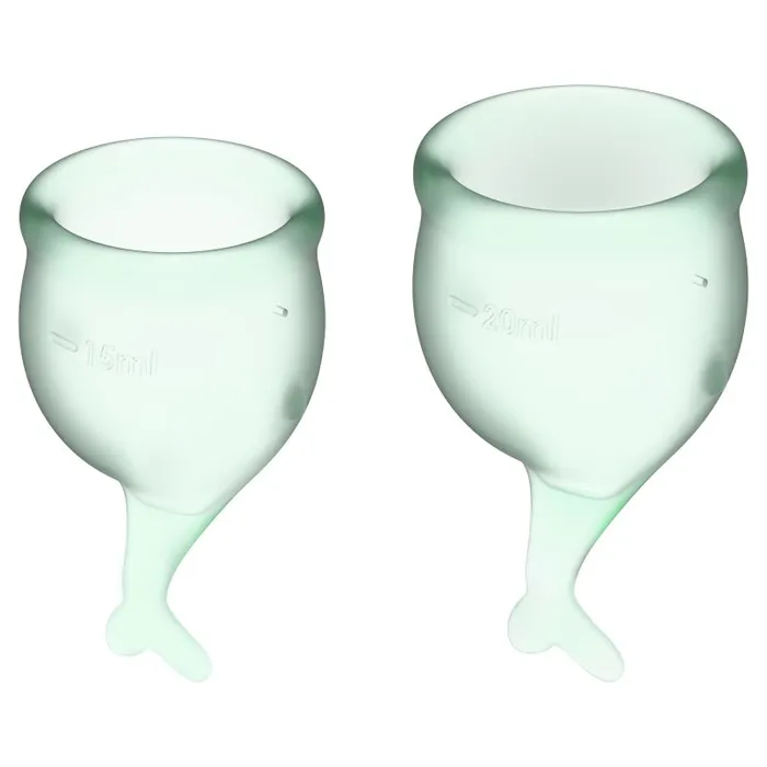 Satisfyer Feel Secure Menstrual Cup Light Green 2pcs Male Sex Toys