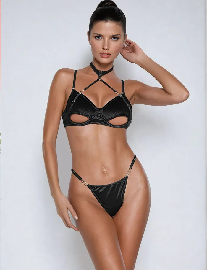 YesX Female Sex Toys YesX YX871 Hollow Cut Halter Bra Set YesX Female Sex Toys YesX YX871 Hollow Cut Halter Bra Set