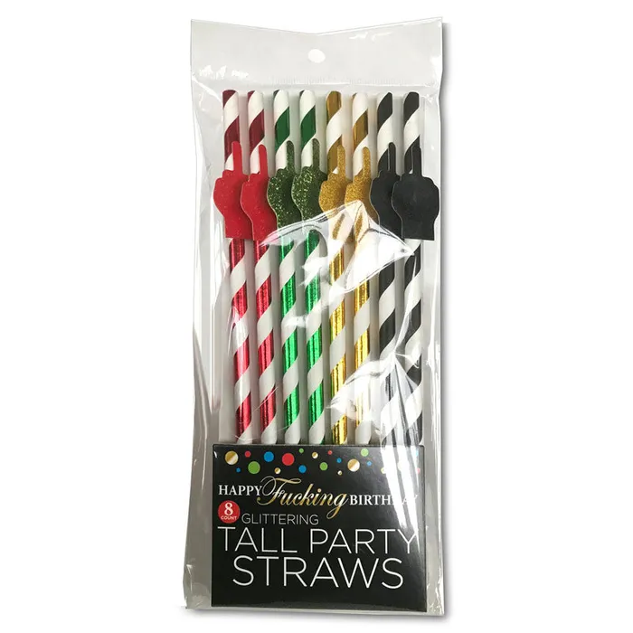 Little Genie Enhancers Happy Fucking Birthday Tall Party Straws Party Straws 8 Pack