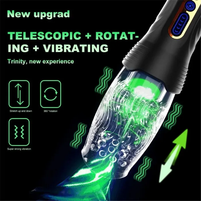 Male Sex Toys Automatic Rotating Vibrator Masturbator For Male Real Oral Sex Glans Trainer Penis Massage Telescopic soniker