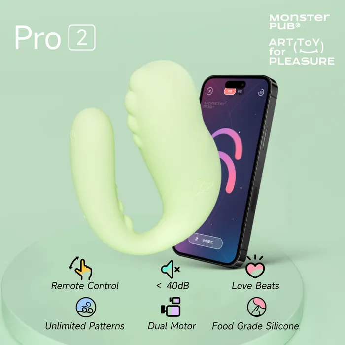 Pro2 UShaped Remote Egg Vibrator Monster Pub Female Sex Toys