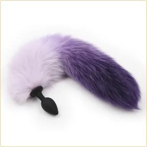 Anal AS Tailz Silicone Plug Small 2 Tone Faux Fur Fox Purple Dusty Violet