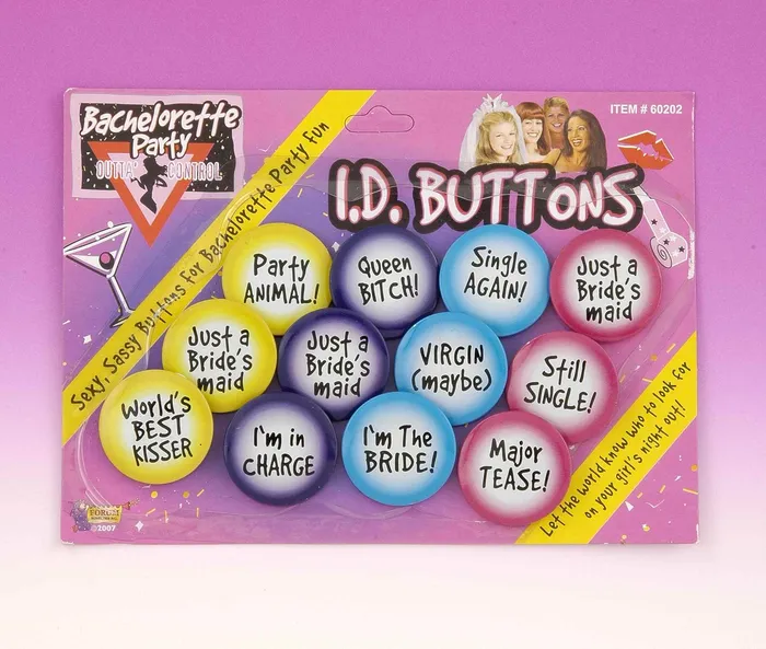 Anal Forum Novelty Bachelorette Id Buttons Set