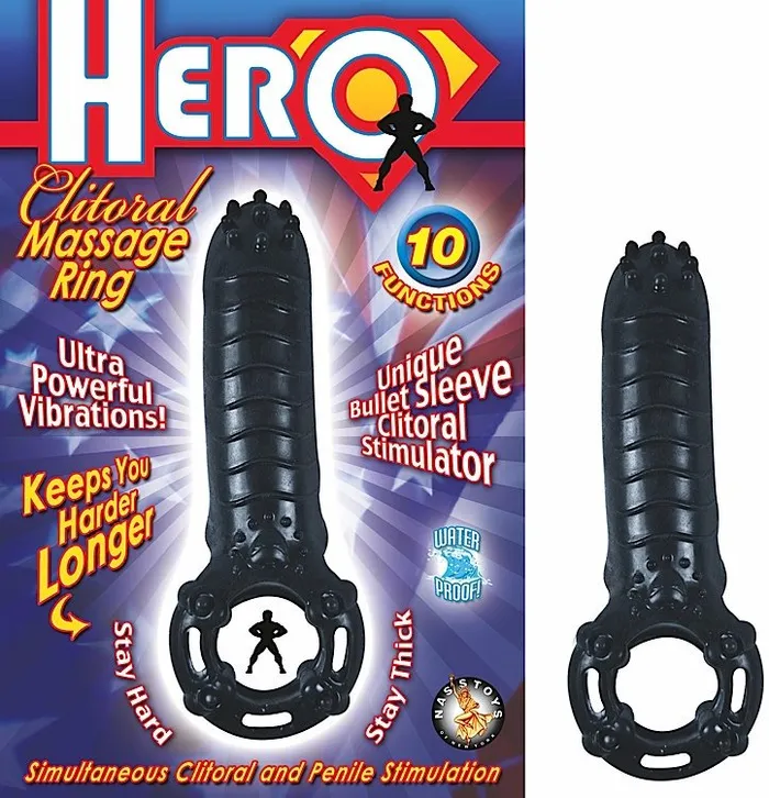 Anal Nasstoys Hero Cockring Clit Massager Black