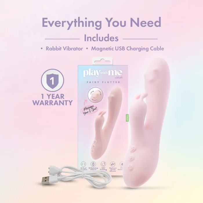 Blush Novelties Female Sex Toys Play With Me Fairy Flutter 197 cm USB Rechargeable Rabbit Vibrator