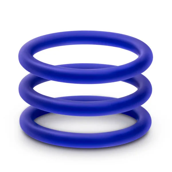 Blush Novelties Performance Vs1 Pure Premium Silicone Cockrings Medium Indigo Female Sex Toys