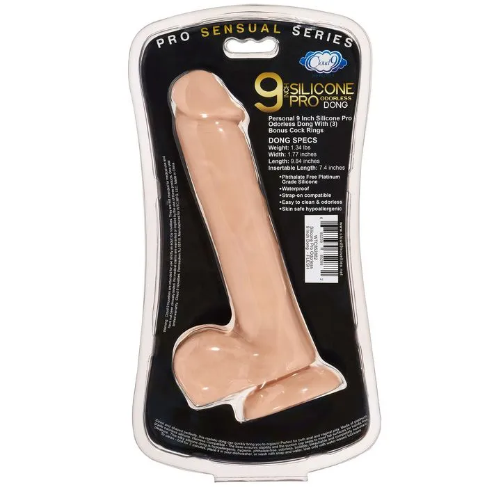 Cloud 9 Novelties Dildos Pro Sensual Premium Silicone Dong With 3 C Rings Flesh 9 