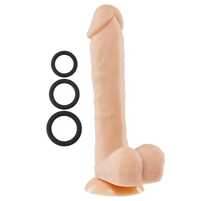 Cloud 9 Novelties Dildos Pro Sensual Premium Silicone Dong With 3 C Rings Flesh 9 