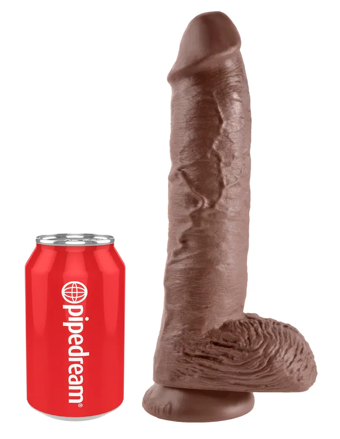 Dildos King Cock 10in Cock WBalls Brown Pipedream Products