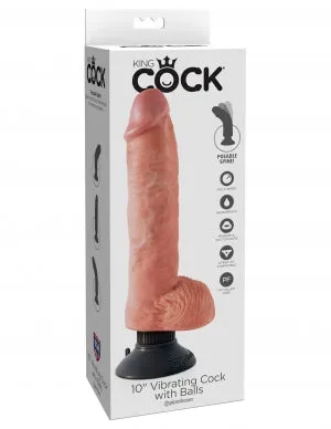 Dildos Pipedream Products King Cock 10in Cock WBalls Flesh Vibrating