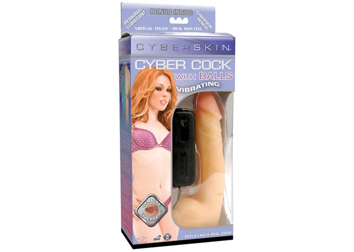 Female Sex Toys Cyberskin Vibrating Cybercock With Balls Light Topco