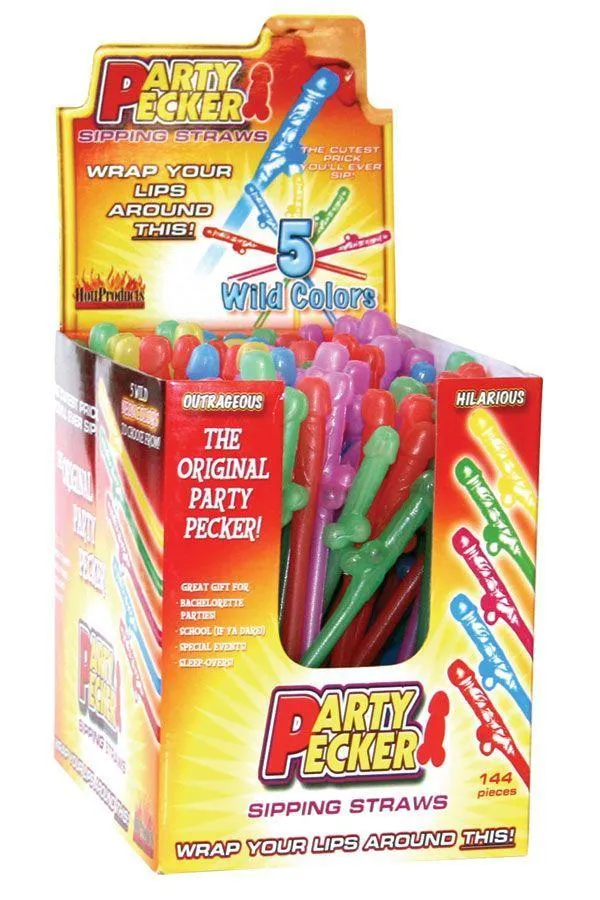 Party Pecker Sipping Straws 144 Pieces Display HOTT Products Vibrators
