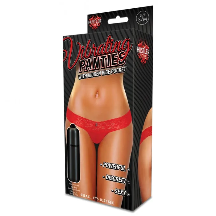 Vibrators Electric Hustler Lingerie Vibrating Panties WVibe Pocket Red Small