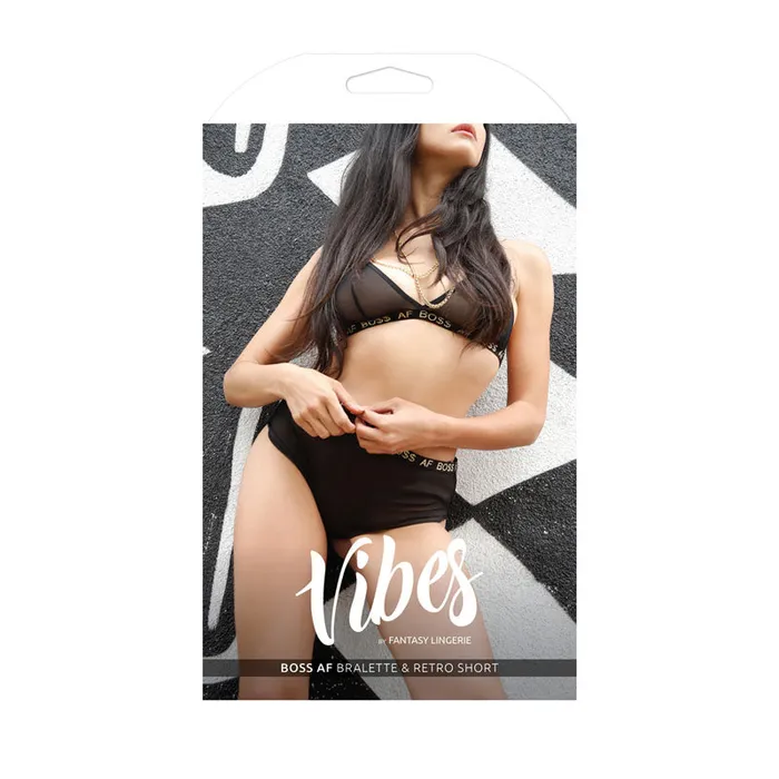 Vibrators Fantasy Lingerie Vibes Boss AF Bralette Retro Short