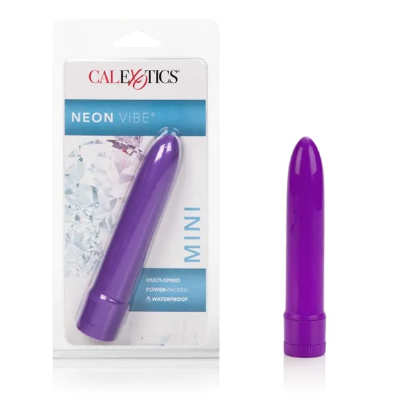 Vibrators Mini Neon MultiSpeed Vibrator Purple 45in California Exotic Novelties
